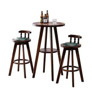 Solid Wood Vintage Small bar Table Chair Set Home Use bar Chairs Balcony Window side Leisure Coffee Table