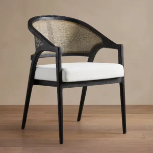 Solid Wooden Cane Chair Furniture Home Cane Dining Arm Chairs