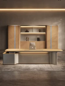 Sophisticated Executive Desk L Shaped Modern Office Desk with Pedestal for CEO Office Furniture Workspace Solutions