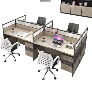 Soundproof Cubicle Workstation with Mobile File Cabinet Ergonomic Desk Modular Storage System Small Office Table