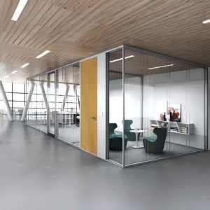 Soundproof Glass Partition Wall Modular Office Wall Dividers Sound Absorbing Glass Room Dividers for Office Cubicle Area