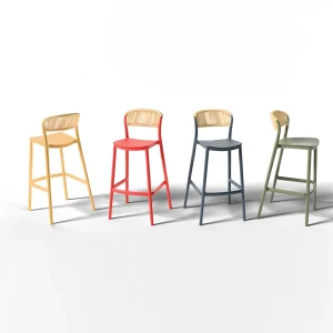 Source Factory Nordic Plastic Bar Chair for Kitchen Balcony Cafe and Restaurant