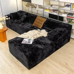 Source Manufacturer USA Warehouse Stock L Shape Boneless Modular Sectional Couch Compressed Sofa Set Furniture
