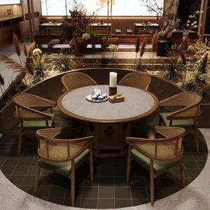 Southeast Asian Theme Solid Wood Restaurant Booth Sofa Dining Table Chair Set for Restaurants Cafs Eco Friendly Durable