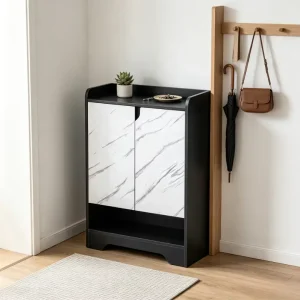 Space Saving 2 Door Shoe Organizer Rack Unit Luxury Accent Buffet Cabinet KD Structure Home Furniture for Living Room Apartment