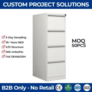 Space Saving 4 Drawer Metal Filing Cabinet Modern Vertical Steel Office Pedestal Storage Cabinet with Lock
