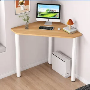 Space Saving Corner Computer Desk 50mm Thick Metal Legs Height Adjustable Portable Modern Triangle Design for Home Office Study