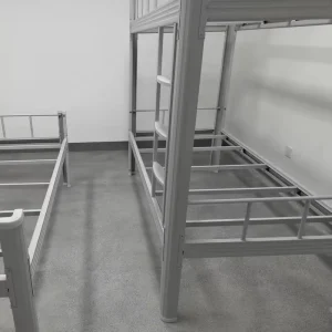 Space Saving Custom Width Iron Apartment Bed Tool Free Detachable Single & Bunk Bed with Wooden Slats for Student Hostel