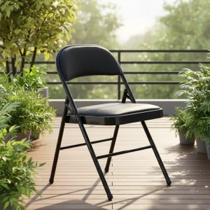 Space Saving Foldable Design Caps Commercial Banquet Party Heavy Duty 400Lbs Capacity Black Steel Frame Seat Folding Chair