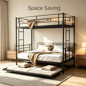 Space Saving Metal Modern Detachable Bunk Bed for Dormitory Apartment & Hotel Use