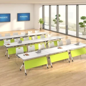 Space Saving Mobile Flip Top Training Table with Wheels Modular Nesting Classroom School Meeting Table Office Furniture