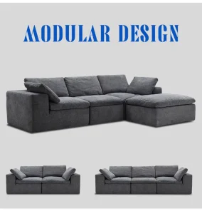 Space Saving Modern Luxury 3 Seater Modular Foam L Shaped Sofa Set for Villa & Warehouse Use