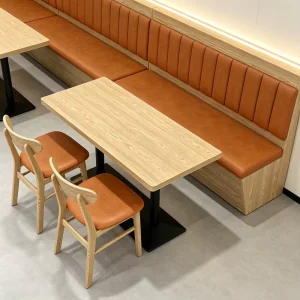 Space Saving Modern Multi-layer Wood Booth Furniture Simple Dining Table & Bench Booths for Small Restaurant