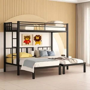 Space Saving Simple Metal Loft Bunk Bed Dormitory Student Bedroom Furniture