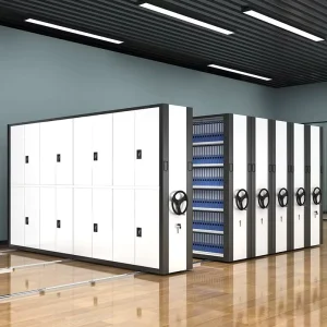 Space saving Design Heavy Load Reinforced Frame Mobile Steel Compact Shelving Adjustable Layers Lockable Dense Storage Rack