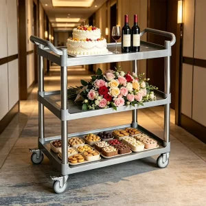 Space-saving Detachable Mobile Trolley with Silent Casters for Restaurants and Factories