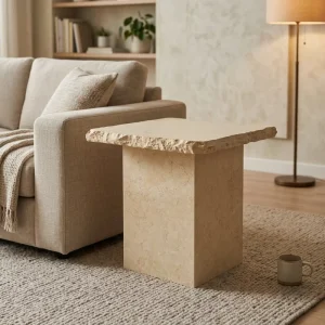 Special Design Solid Travertine Sofa Side Tea Table Home Interior Living Room Furniture Center Sabi Wabi Homestay Coffee Tables