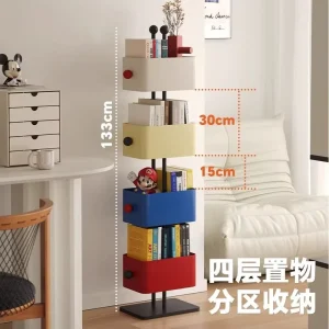 Square Box Non-Folding Children’s Metal Bookshelf Living Room Storage Holder Rack Floor Corner Bedroom Magazine Rack