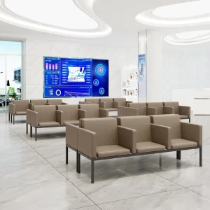 Square Design Leather Waiting Chair with High Armrests for Public Areas Hotels Hospitals Living Rooms Sofa