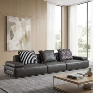 Square Genuine Leather Metal Legs Furniture Extendable One Seat Reception Sofa Set for Hospital Waiting Area Workshop Office