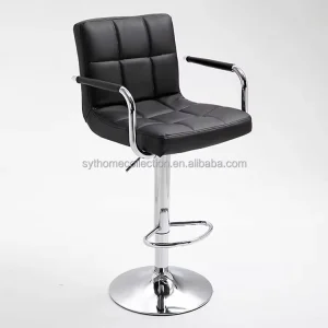 Square Leather High Back bar Stools High Back bar Stools with Armrests Stylish and Simple Home bar Stools