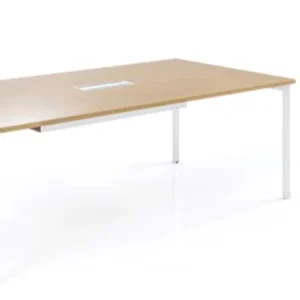 Square Meeting Table with E0 Grade MFC White Steel Legs & Flip Cover
