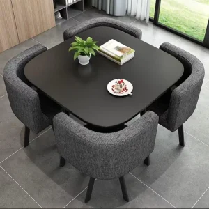 Square Reception Table 5Pcs High Quality Wooden Dining Table and Chairs Set for Home Restaurant Luxury Dining Table Set 4 Chairs