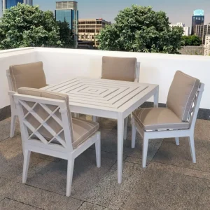 Square Tables and Chair Garden Aluminium Furniture Restaurant Outdoor Dining Set 4 Seater