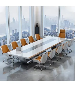 Square Top Artificial Marble Conference Table with Metal Base for Hospital School Commercial Use
