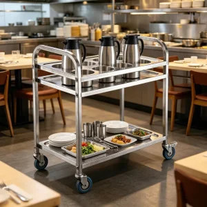 Square Tube Restaurant Food Service Kitchen Trolley Stainless Steel Sauce Bottle Spice Cart with Circular Holes