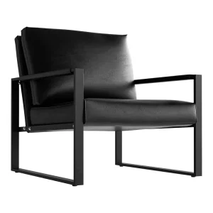 Square Tubular Metal Sled Accent Chair Multi color PU Leather Cushion Modern Living Room Lobby Hotel Waiting Lounge Bulk