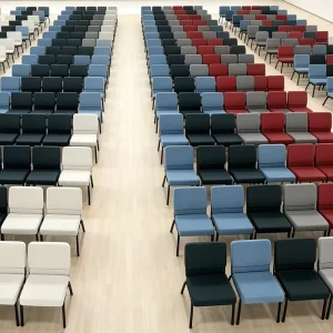 Stackable Church Interlocking Padded Fabric Church Chairs Metal Steel Frame for Hotel Conference Hall Event