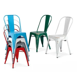 Stackable Industrial Bar Stool Metal Dining Chairs for Cafe