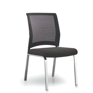 Stackable Mesh Visitor Conference Chair Chrome Four Leg No Armrest Breathable Static Training Office Chair