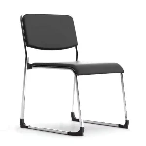 Stackable No Armrest Visitor Training Chair Chrome Sled Base PU Surface Static Student Classroom School Office Foldable Waiting