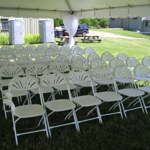 Stackable Outdoor Garden Events Plastic White Fan Back Folding Chair