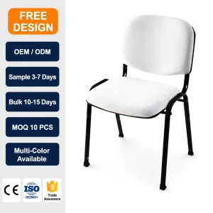 Stackable Training Chair White Upholstered Conference Chair with Metal Frame Hotel Event Banquet Office Seating OEM Custom