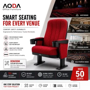 Stadium Seating Foldable Auditorium Chair for Grand Arena Hall With Tip up Seat and Steel Frame Padded Auditorium Chair EN1021