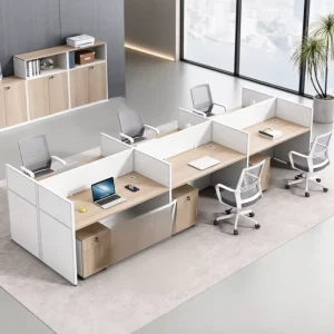 Staff Desk Office Employee Workstation Cross Shaped Double Sized Cubicles Four Six People Cashier Partitioned Commercial