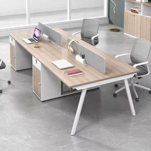 Staff Office Desk Chair Combination 6 Seater Simple Modern PVC Fireproof Office Table Screen Workstation Computer Desk Booth