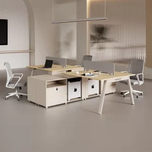 Staff Office Desk and Chair Combination Simple Modern Style PVC Material with Bookcase 2/4/6 Face to Face Screen Financial Table