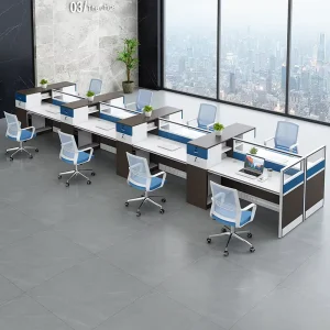 Staff Working Station Office Cubicles T Shaped 6 Seat Office Desk Workstation