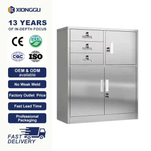 Stainless Steel 3 Drawer and 3 Door Lockable Filing Cabinet Office Metal Storage Cupboard with Locks for Documents