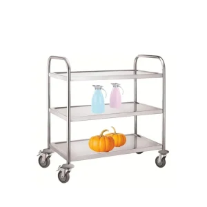 Stainless Steel 3-Layer Hotel Restaurant Food Cart Trolley 4-Wheel 900x500x900mm Dimensions 1 Year Warranty 30 Sets Capacity