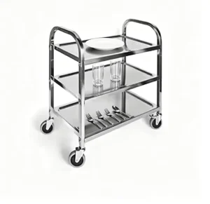 Stainless Steel 3 Tier Dining Cart Restaurant Serving Trolley Kitchen Catering Equipment