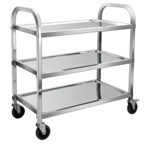 Stainless Steel 3 Tier Kitchen Trolley Commercial Food Service Cart
