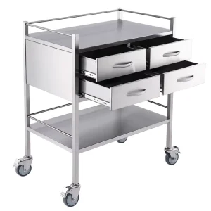 Stainless Steel 4 Drawer Hospital Dressing Trolley Medicine Delivery Cart