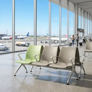 Stainless Steel Airport Hospital Public Waiting Chair 3 Seater Metal Gang Chair with PU Cushion