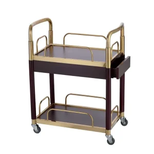 Stainless Steel Bar Tea Wine Trolley Luxury 2Tier Service Serving Cart Heavy Duty Hotel Restaurant Catering Set