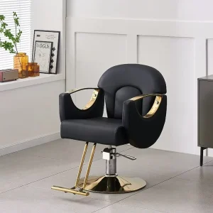 Stainless Steel Barber Salon Chair with Rotary Lifting and Footrest Modern Minimalist Design for Barbershop and Hair Cutting